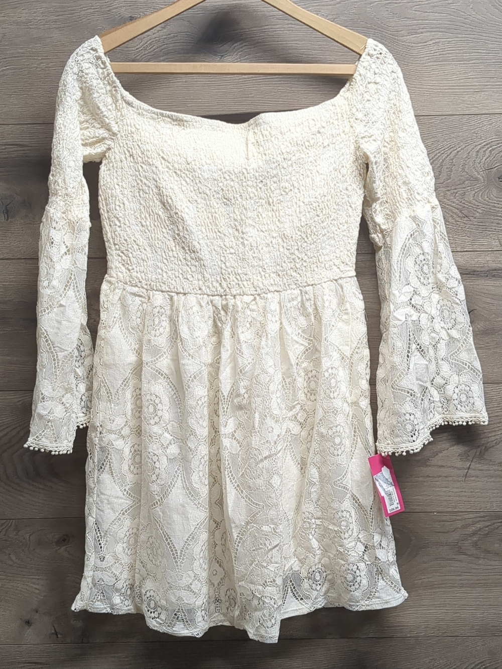 Xhilaration Empire Waist Lace Dress Bell Sleeves Women's Size Large